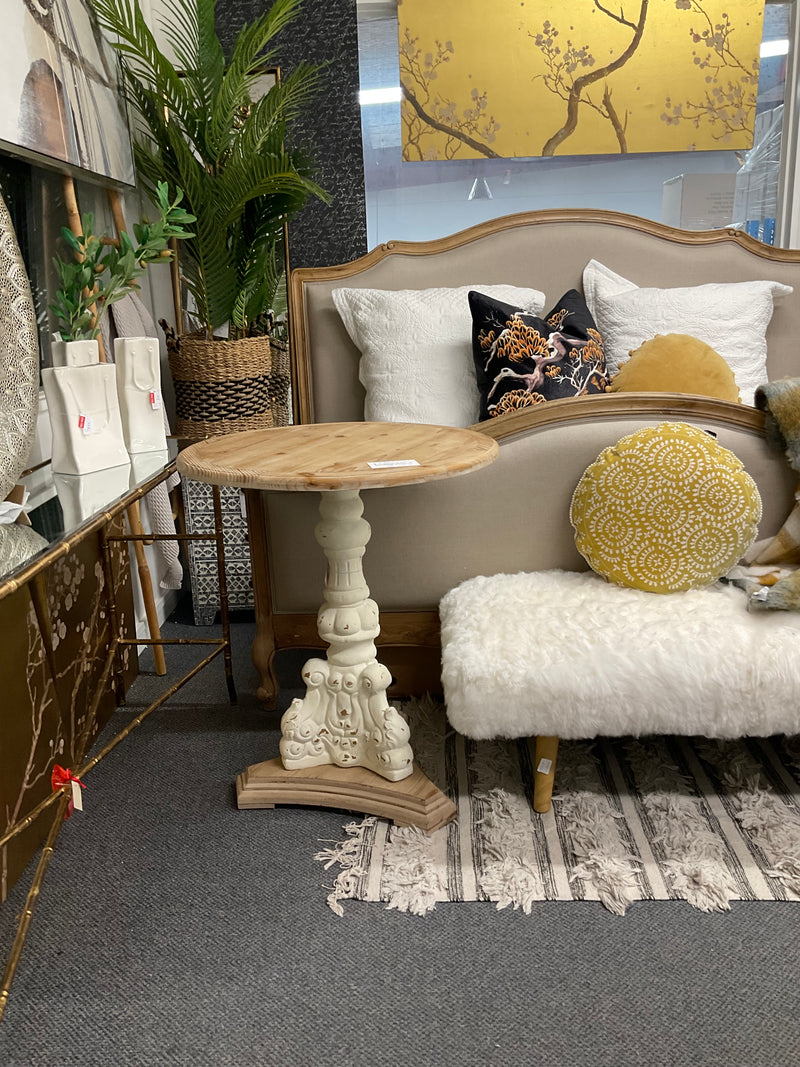 Round Antique White side table