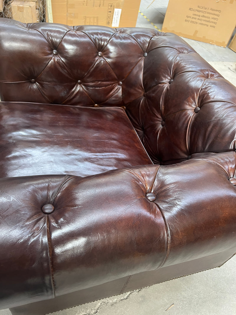 Top Grain Leather Chesterfield Sofa Single Seat Vintage Brown