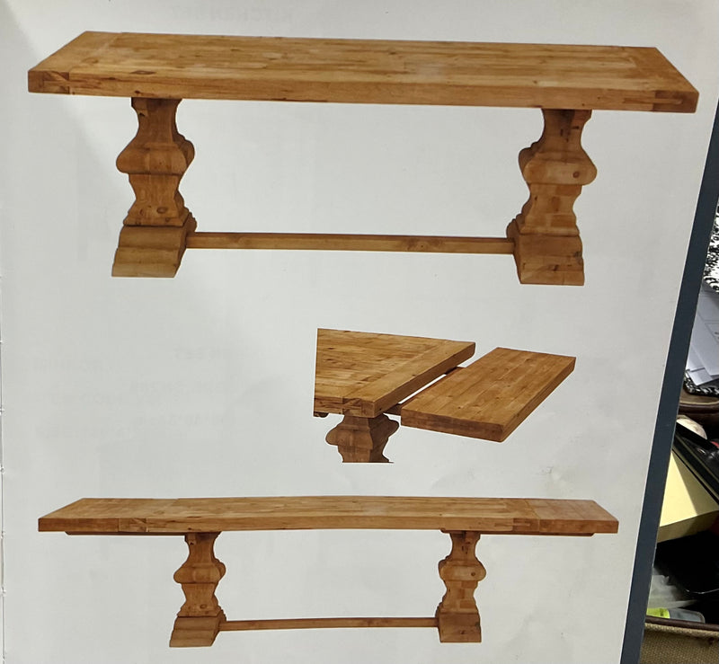 2.4-3.3m Reclaimed Wood Trestle Dining Table/ Black Base