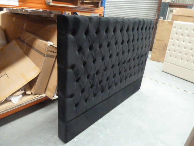 California King/ Buttoned 150cm H Black velvet Headboard