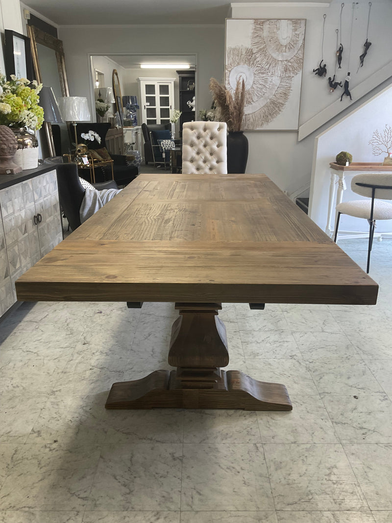 2.4-3.3m Extended Reclaimed Wood Trestle Dining Table