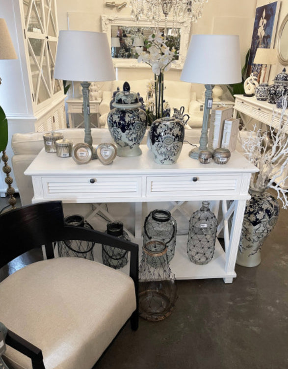 Hampton/ Coast White 2 Drawer Hall Table $300 off