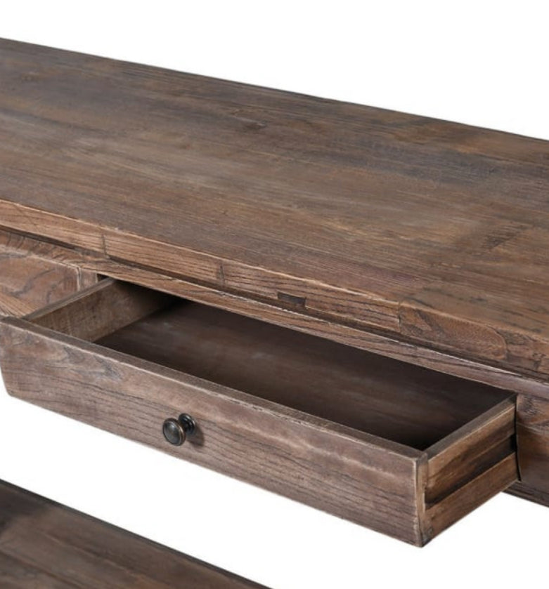 HALL TABLE 2 DRAWERS - OLD ELM 2.1M