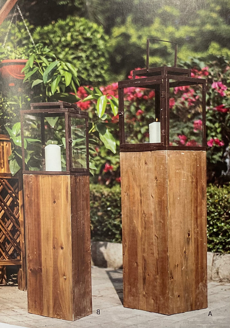 Wood Garden Lantern S/2 134cmH&113cmH