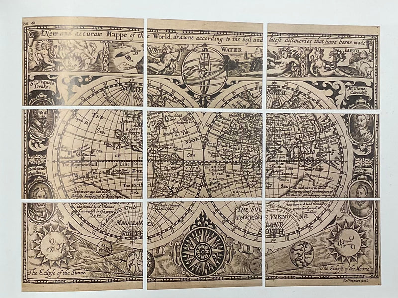 9 Wood Panels Vintage World Map Wall Art 160x114cm