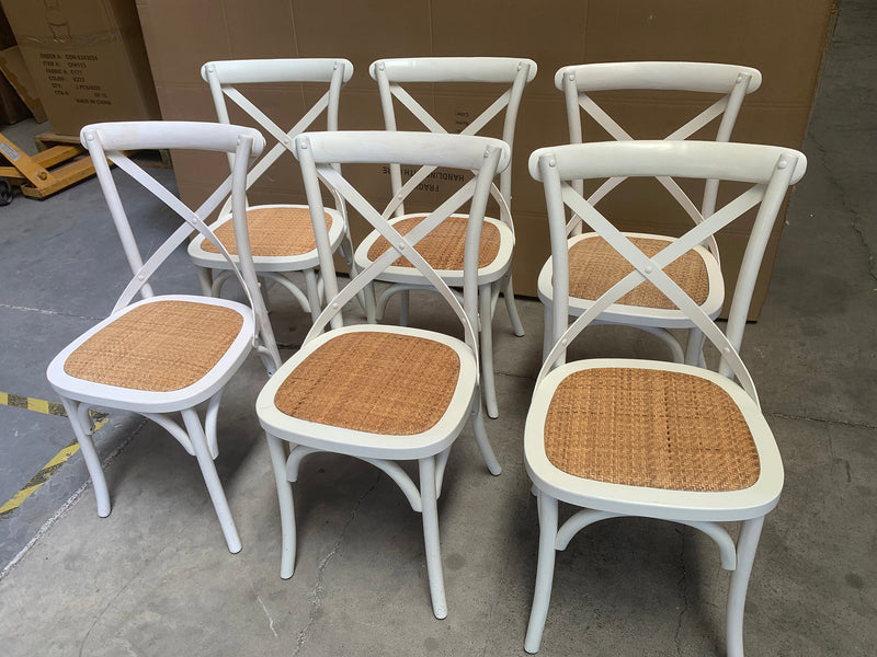 Cross Back Chair X 6 in Anti-white finished