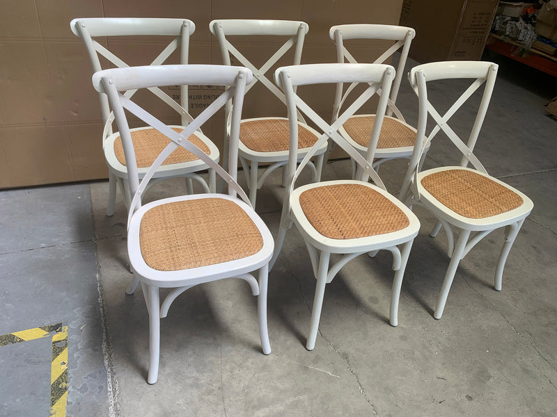 Cross Back Chair X 6 in Anti-white finished