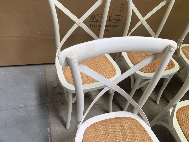 Cross Back Chair X 6 in Anti-white finished