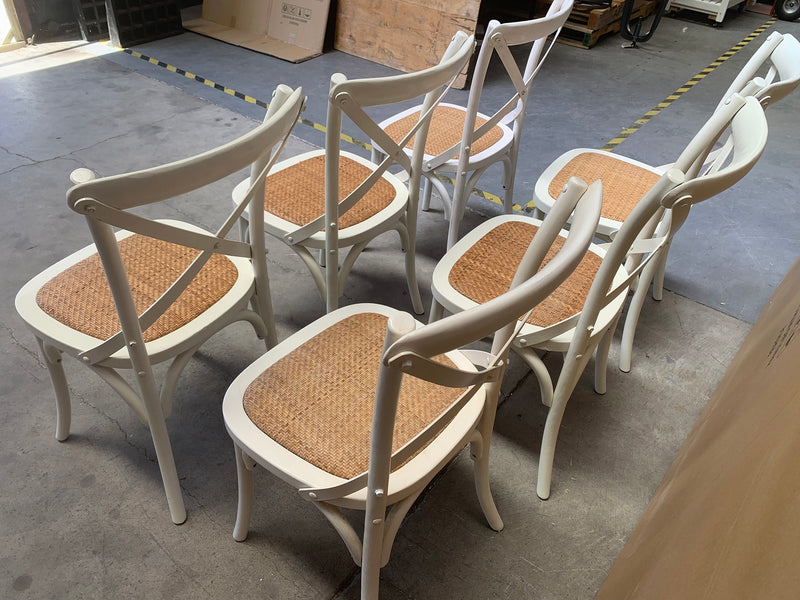 Cross Back Chair X 6 in Anti-white finished