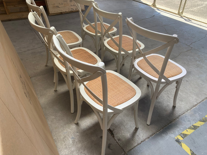 Cross Back Chair X 6 in Anti-white finished