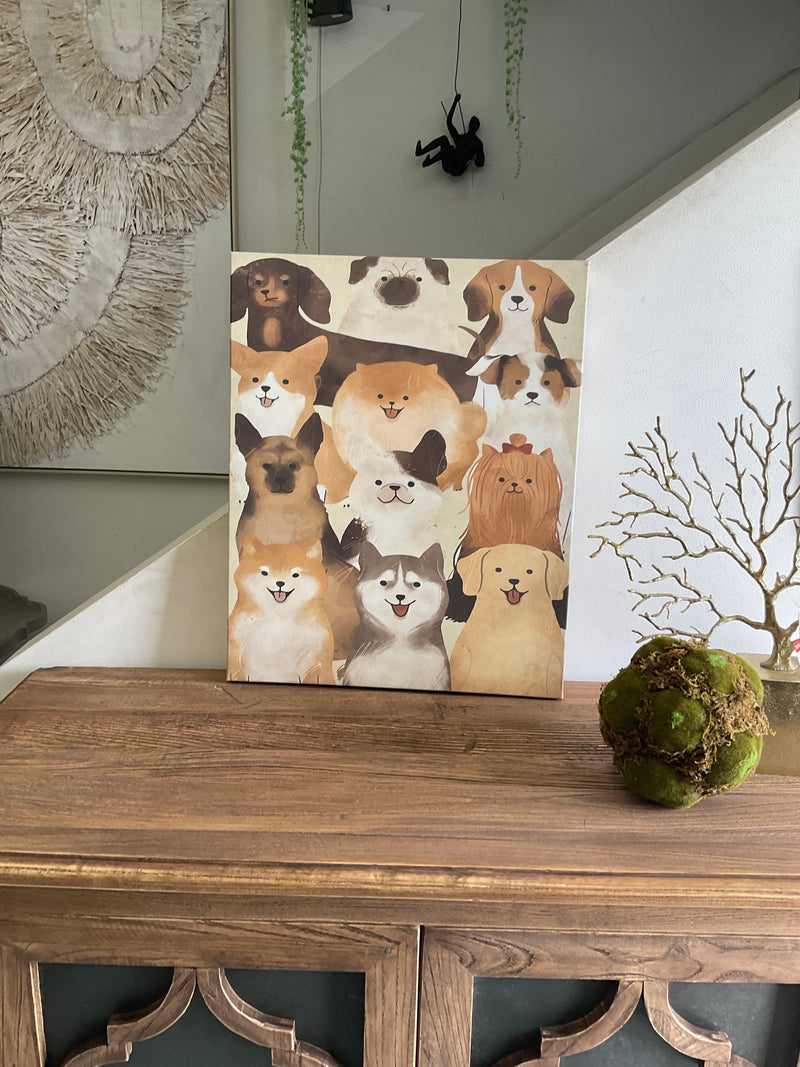 Puppy Parade Brown Canvas 400x500 Homeabout