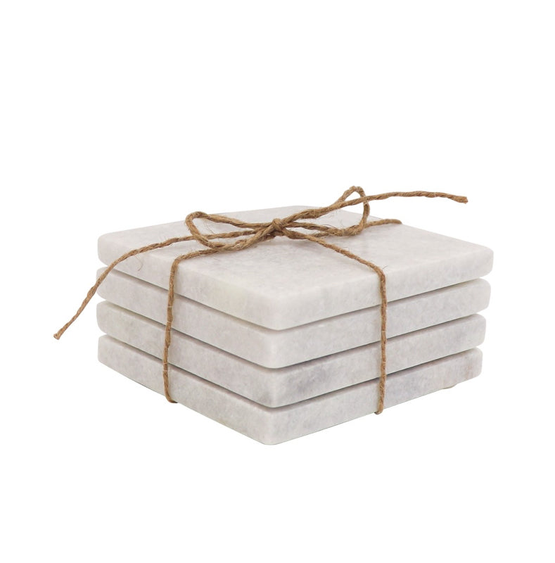 MARBLE SQUARE COASTERS WHITE - SET OF 4