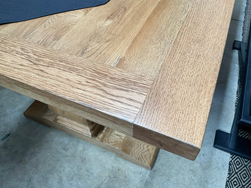 2m Oak Wood Trestle Dining Table and