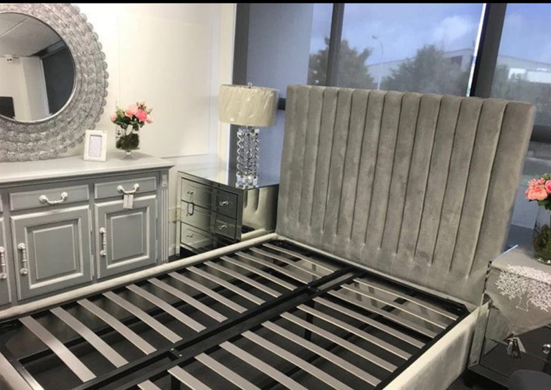 Vanguard Jemma Grey Channel Turfed SuperKing Bed