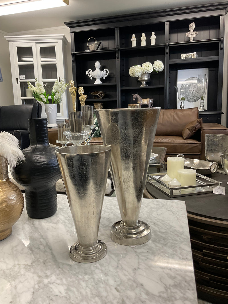 Aluminium Silver Cone Flower Vase Large