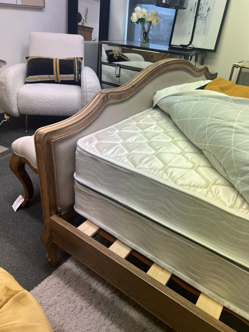 Jorma French Country Oak Frame Upholstered King  Size Bed