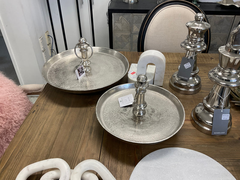 Aluminium Silver Round  Cake Stand 1 Tier Large