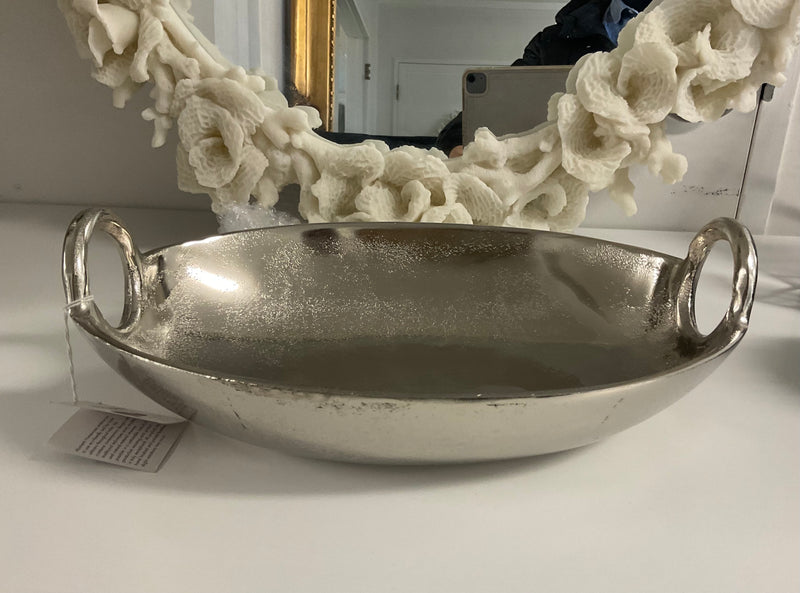 Aluminium Silver Oval Bowl W/Round Handle Small