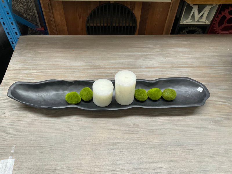 1m Organic Teak Long Bowl Black Yakisugi