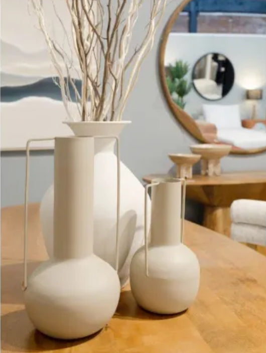 Taylor Metal Vase White 15x40CM