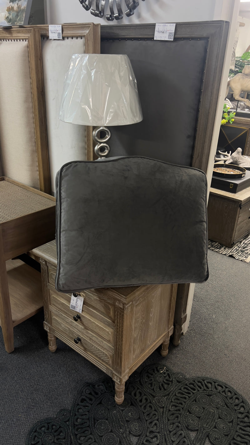 Queen/ French Country Oak Headboard 150cm H / Charcoal Velvet