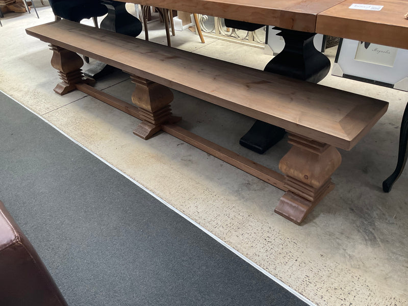 2.4m Reclaimed Wood Trestle Dining Table Bench