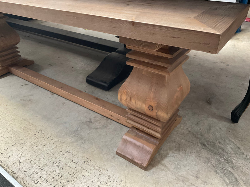 2.4m Reclaimed Wood Trestle Dining Table Bench