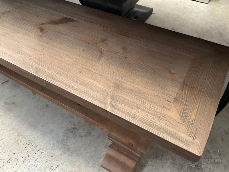 2.4m Reclaimed Wood Trestle Dining Table Bench