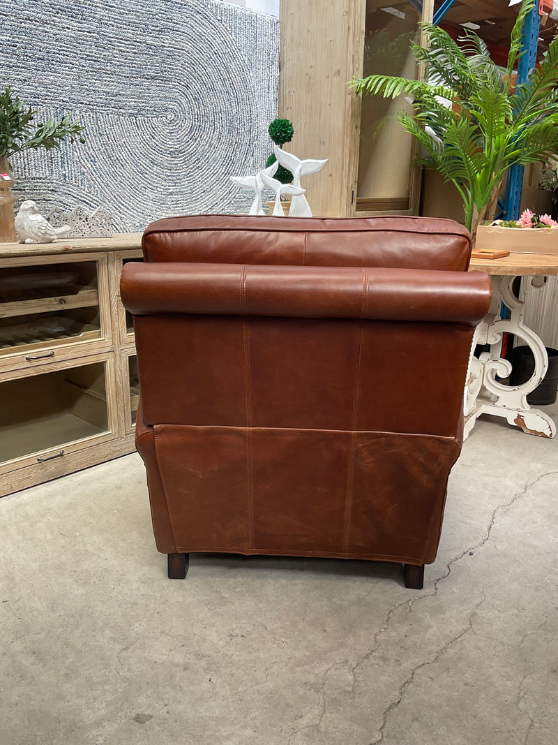 Recliner Leather Arm Chair Vintage Brown