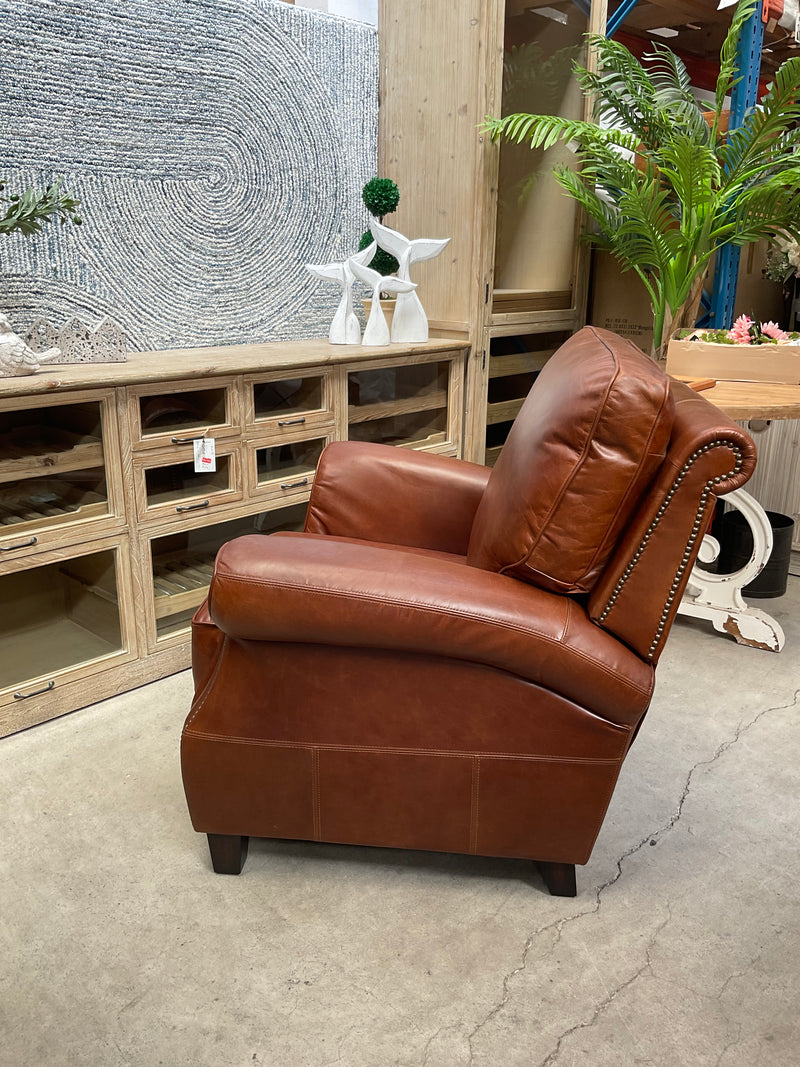 Recliner Leather Arm Chair Vintage Brown