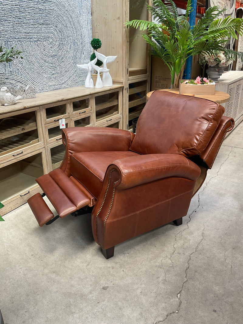 Recliner Leather Arm Chair Vintage Brown
