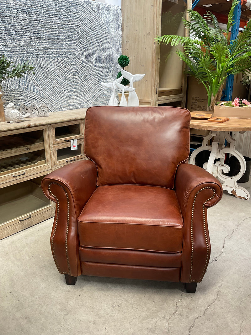Recliner Leather Arm Chair Vintage Brown