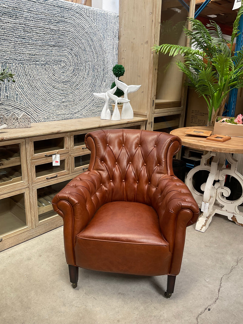 Promotion! Goldman  Leather Arm Chair Vintage Brown