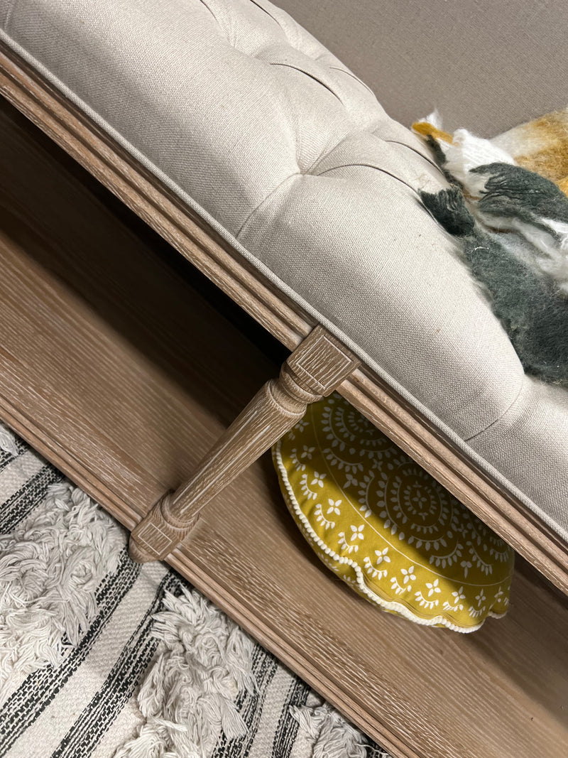 Shoe Rack OAK Bench/ Button Tufted Seat Cushion / W