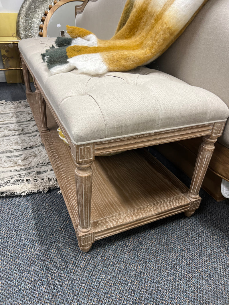 Shoe Rack OAK Bench/ Button Tufted Seat Cushion / W