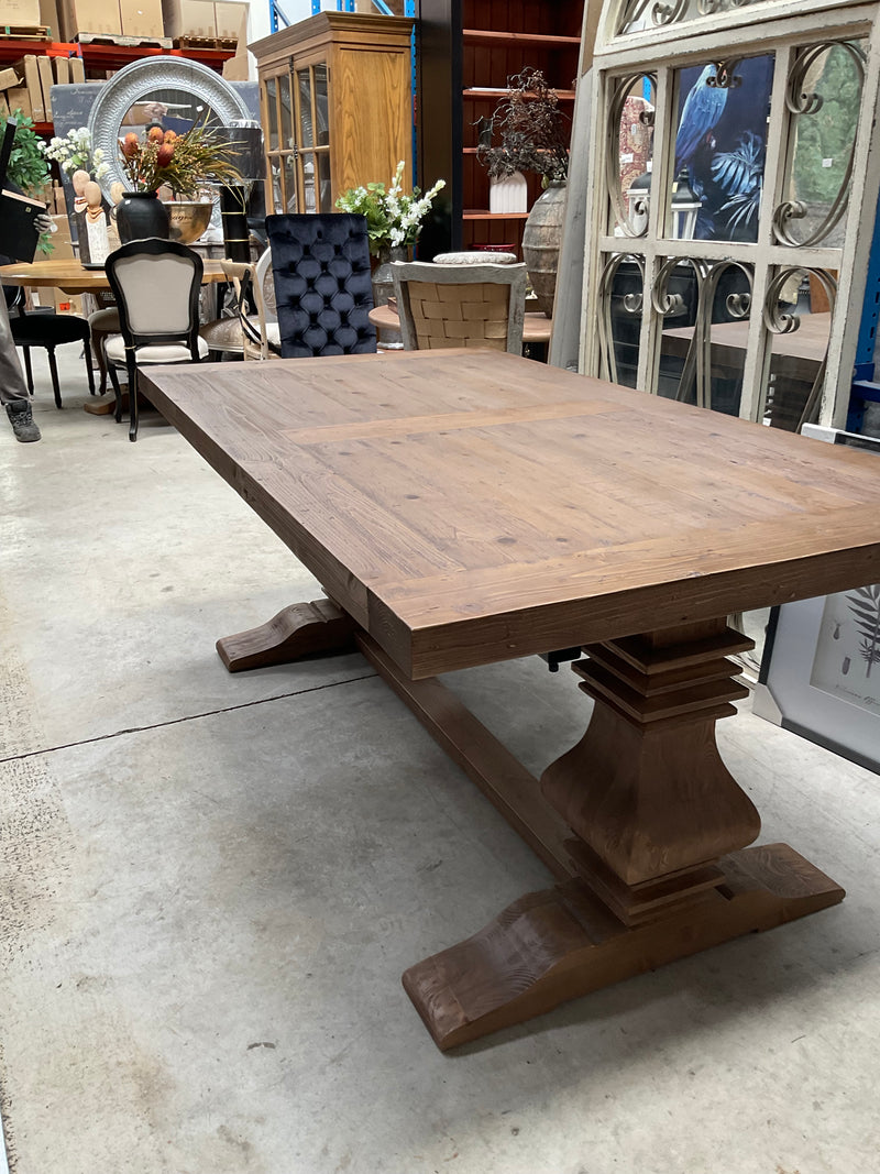 1.8-2.4m Extended  Wood Trestle Dining Table/ Natural Base