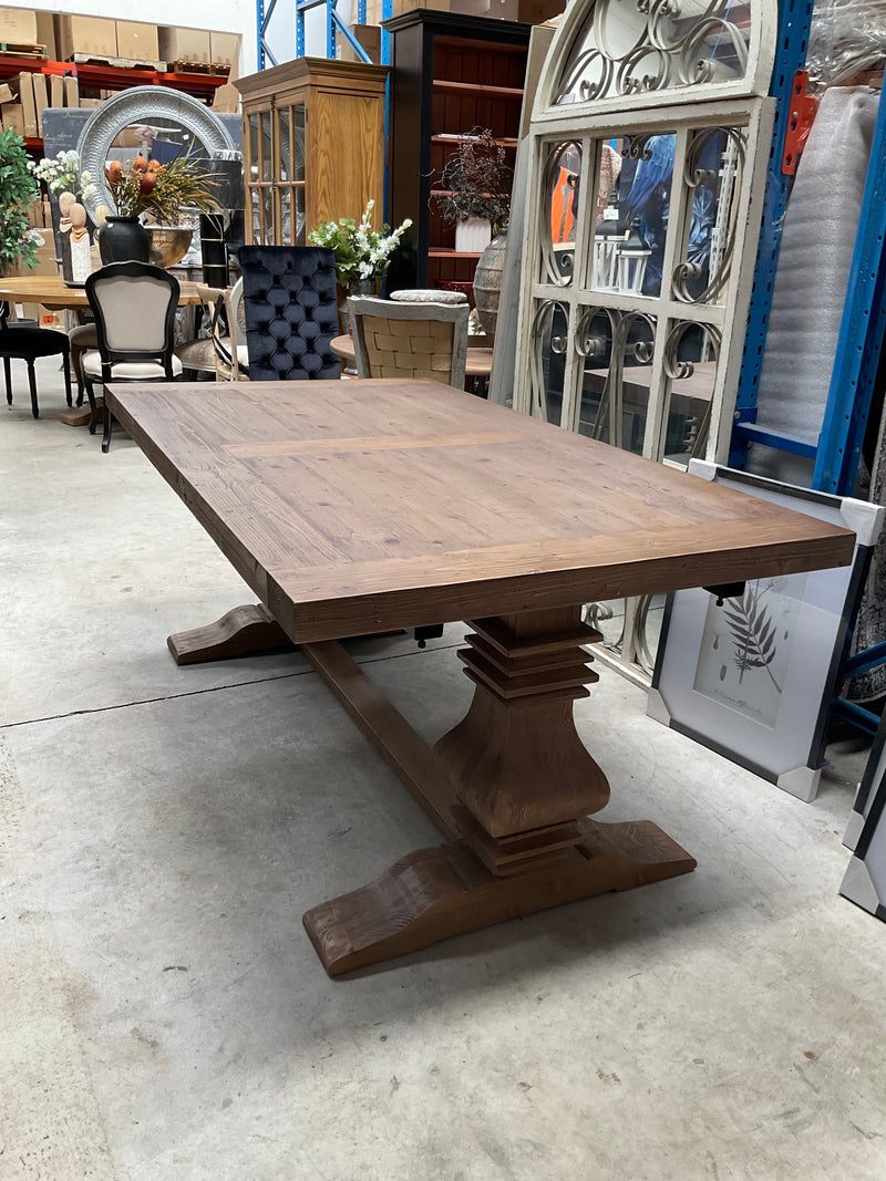 1.8-2.4m Extended  Wood Trestle Dining Table/ Natural Base