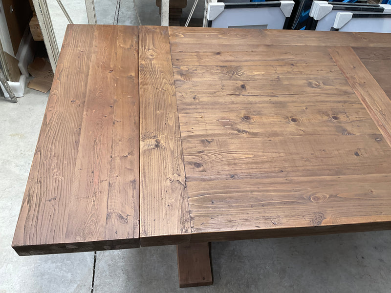 1.8-2.4m Extended  Wood Trestle Dining Table/ Natural Base