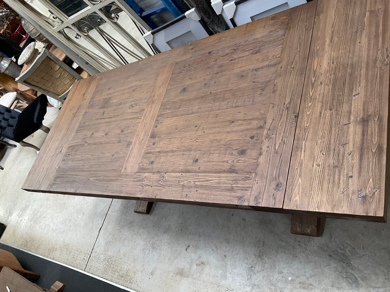 1.8-2.4m Extended  Wood Trestle Dining Table/ Natural Base