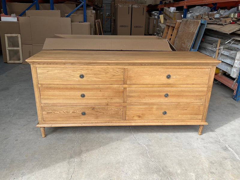 Caroline French Oak 6 Drawers Chest of Drawer/ Dresser  Natural
