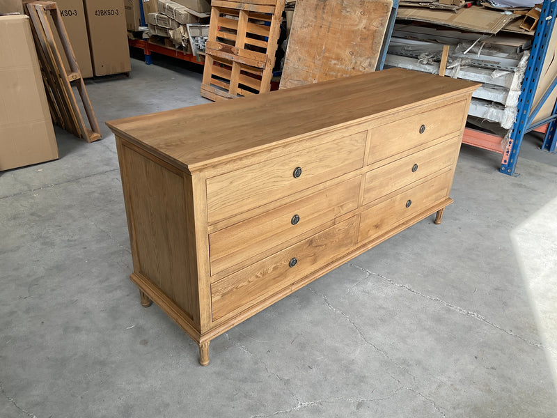 Caroline French Oak 6 Drawers Chest of Drawer/ Dresser  Natural
