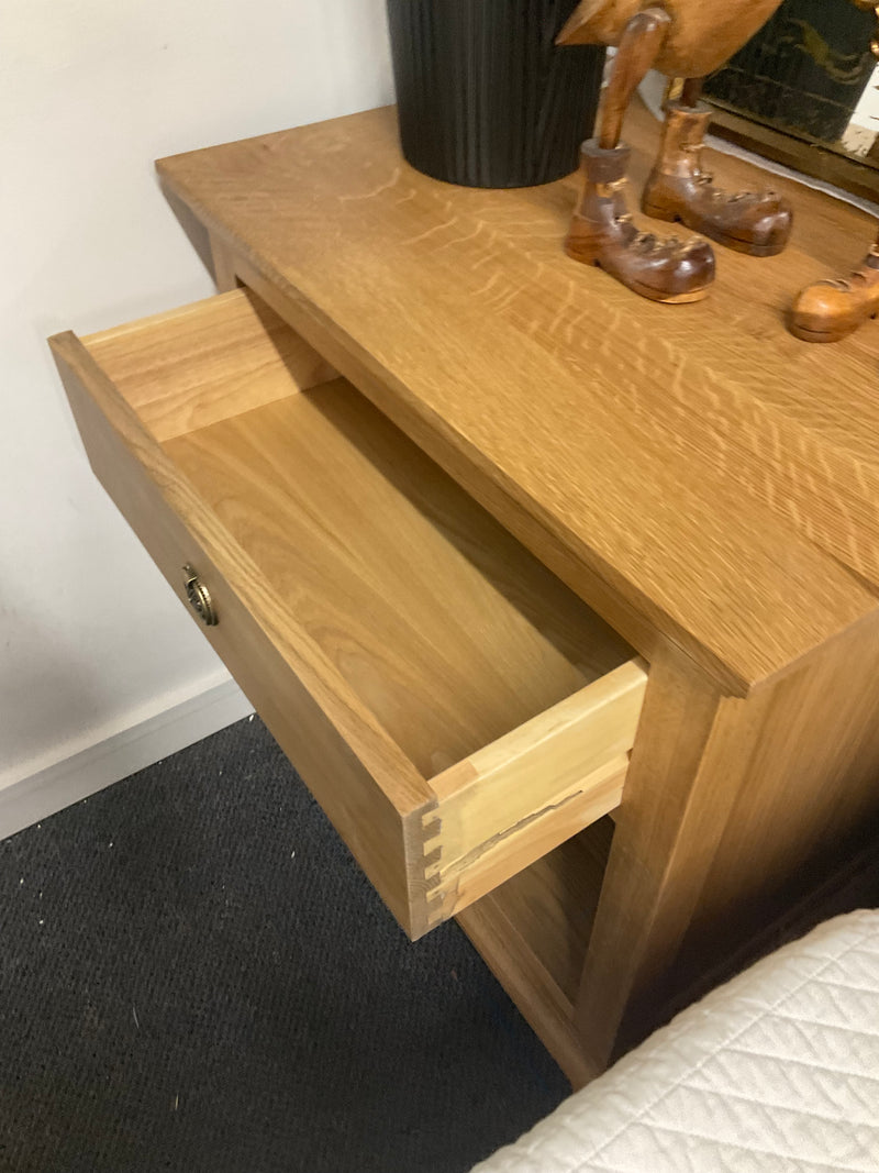 Caroline French Oak 1 Drawers Bed Side Large  Natural