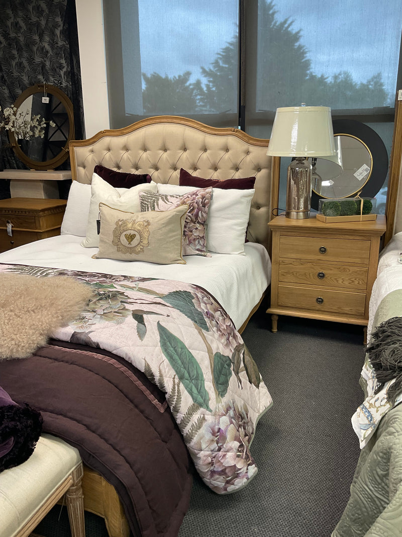 Caroline French Oak 3 Drawers Bed Side Large  Natural