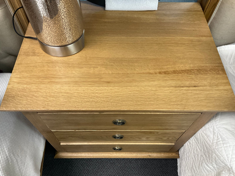 Caroline French Oak 3 Drawers Bed Side Large  Natural