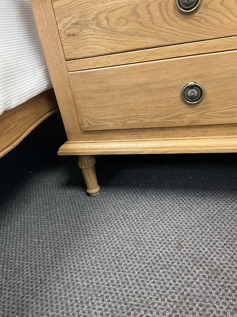 Caroline French Oak 3 Drawers Bed Side Large  Natural