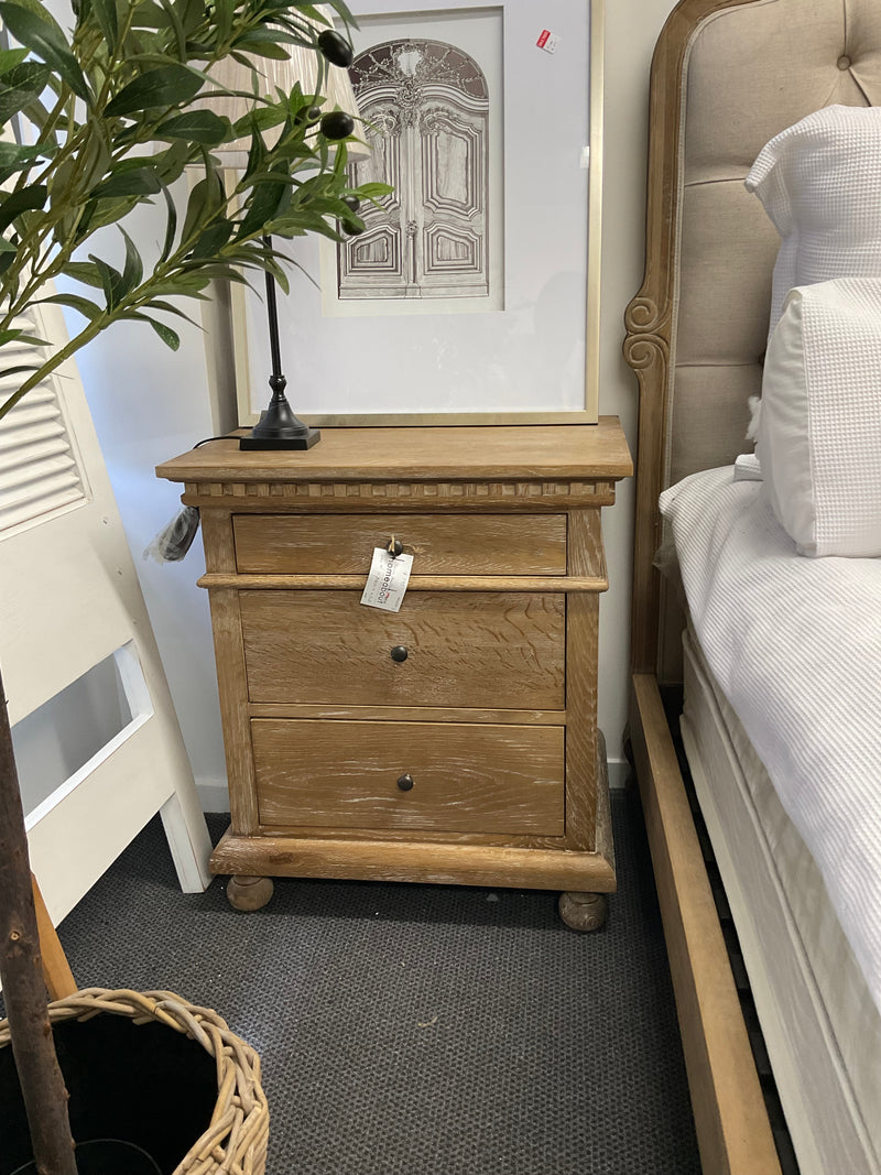 Maison French Country--Large  3 drawer bed side/ Weather Wash