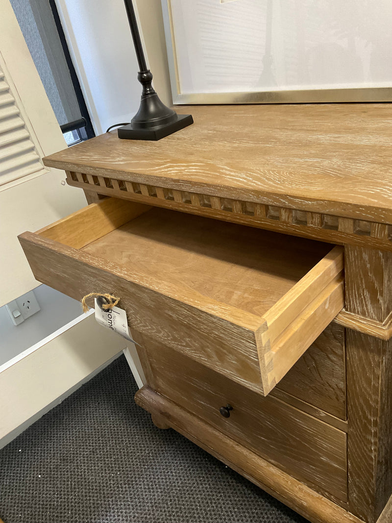 Maison French Country--Large  3 drawer bed side/ Weather Wash