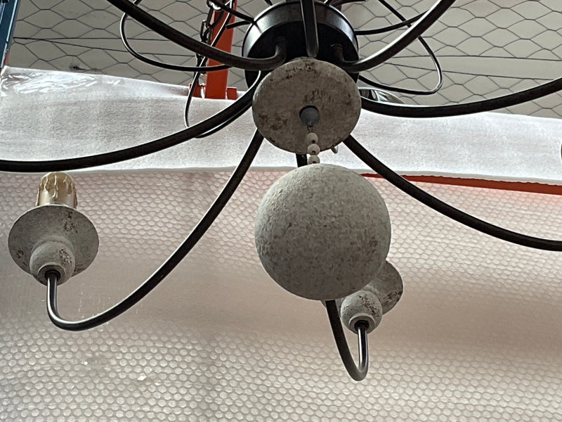 Metal & Resin Chandelier w/ 8 Lights, Rubbed Black Finish