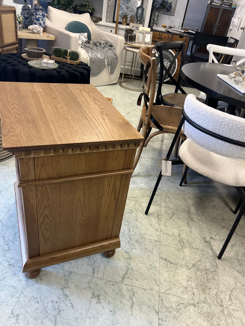 Maison French Country--Large  3 drawer bed side table/ Natural Gloss