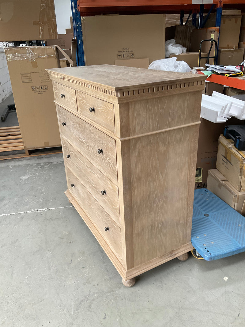 Maison French country Oak Natural 5 Drawer Dresser- Burnt OAK